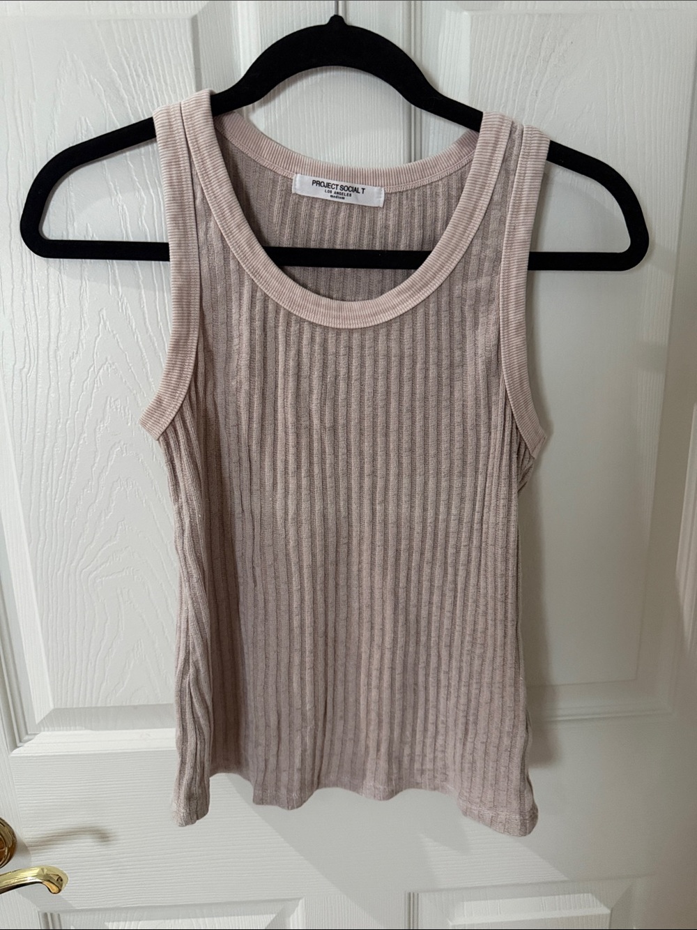 Project Social T Ribbed Scoop Neck Tank in light pink medium